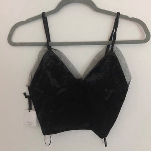 black velvet crop top/bralette